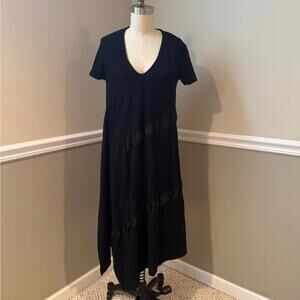 Zara Asymmetrical Black V-Neck Sundress Sz Small